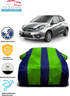 FUZICON Car Cover For Honda Brio (With Mirror Pockets)(Green, Blue)