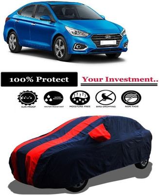 Amexride Car Cover For Hyundai Verna 1.6 VTVT AT SX (With Mirror Pockets)(Red)