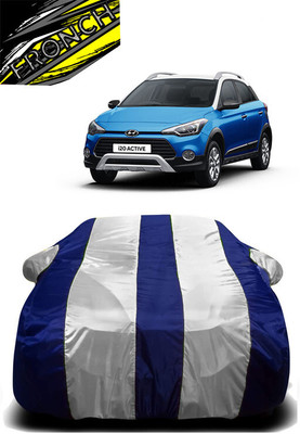FRONCH Car Cover For Hyundai i20 Active (With Mirror Pockets)(White, Blue)