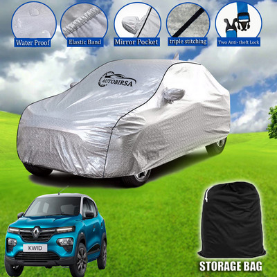 AUTOBIRSA Car Cover For Renault Kwid AMT RXL (With Mirror Pockets)(Silver, Grey)