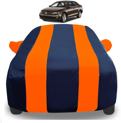Auto Hub Car Cover For Volkswagen Jetta (With Mirror Pockets)(Orange)