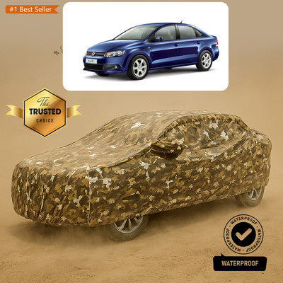 GOSHIV-car and bike accessories Car Cover For Volkswagen Vento (With Mirror Pockets)(Yellow, White)