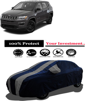 Amexride Car Cover For Jeep Compass 1.4 Limited Plus Petrol (With Mirror Pockets)(Grey)