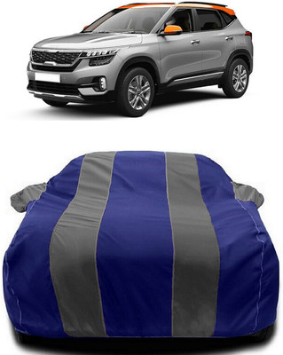 Autoprime Car Cover For Kia Seltos HTX 1.5 Diesel Dual Tone (With Mirror Pockets)(Grey, Blue)