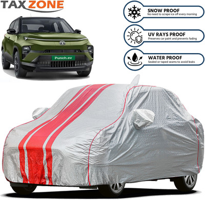 TAXZONE Car Cover For Tata Punch EV (With Mirror Pockets)(Silver, Red)