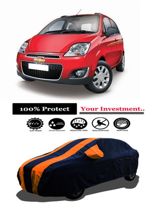 Amexride Car Cover For Chevrolet Spark (With Mirror Pockets)(Orange)