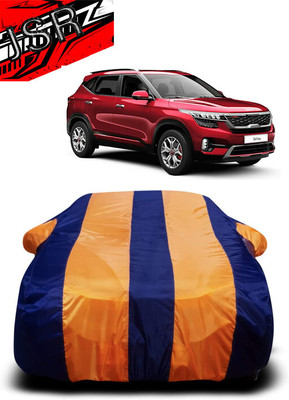 J S R Car Cover For Kia Seltos GTK 1.4 Dual Tone (With Mirror Pockets)(Orange, Blue)