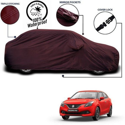 ANTHUB Car Cover For Maruti Suzuki Baleno (With Mirror Pockets)(Maroon)