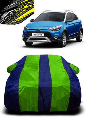 FRONCH Car Cover For Hyundai i20 Active (With Mirror Pockets)(Green, Blue)