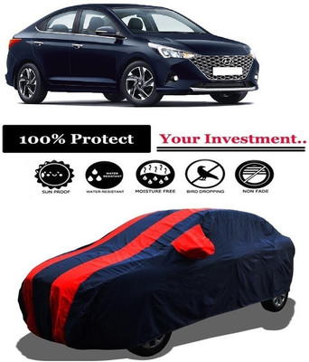 Amexride Car Cover For Hyundai Verna 1.5 ABS (With Mirror Pockets)(Red)