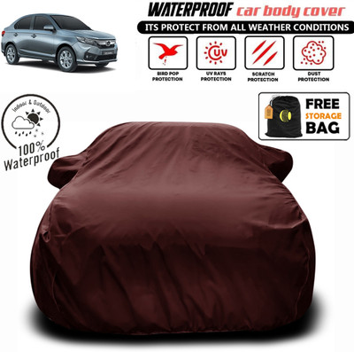 THE REAL ARV Car Cover For Honda Amaze LX, Amaze S CVT Diesel, Amaze S CVT Petrol, Amaze S i-VTEC, Amaze S Petrol, Amaze V Petrol, Amaze VX i-DTEC (With Mirror Pockets)(Maroon)