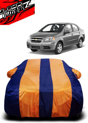 J S R Car Cover For Chevrolet Aveo Uva (With Mirror Pockets)(Orange, Blue)