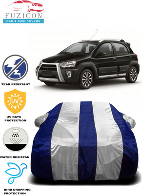 FUZICON Car Cover For Toyota Etios Cross (With Mirror Pockets)(White, Blue)
