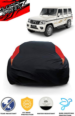 J S R Car Cover For Mahindra Bolero LX 4WD NON AC BS3 (With Mirror Pockets)(Red, Black)