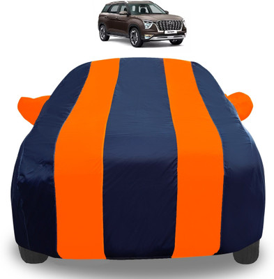Auto Hub Car Cover For Hyundai Alcazar (With Mirror Pockets)(Orange)