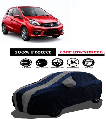 Amexride Car Cover For Honda Brio VX O AT (With Mirror Pockets)(Grey)