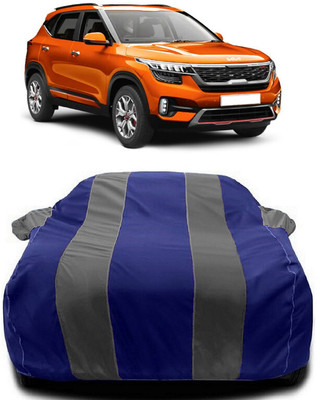 Autoprime Car Cover For Kia Seltos GTX Plus AT 1.4 (With Mirror Pockets)(Grey, Blue)