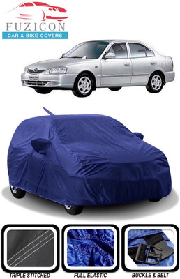 FUZICON Car Cover For Hyundai Accent (With Mirror Pockets)(Blue)