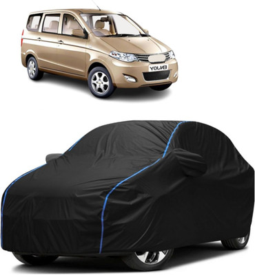 Autohaux Car Cover For Chevrolet Enjoy (With Mirror Pockets)(Black, Blue)