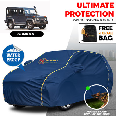 AUTOMOZEXO Car Cover For Force Gurkha (With Mirror Pockets)(Blue)