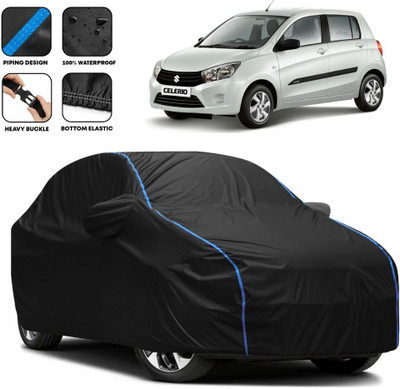 Autohaux Car Cover For Maruti Suzuki Celerio (With Mirror Pockets)(Black, Blue)