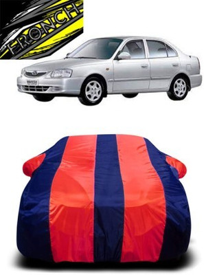 FUZICON Car Cover For Hyundai Accent (With Mirror Pockets)(Red, Blue)
