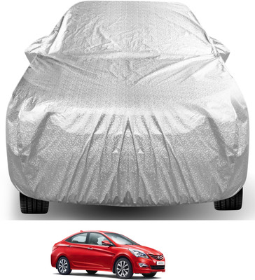 Auto Hub Car Cover For Hyundai Fluidic Verna (With Mirror Pockets)(Silver)