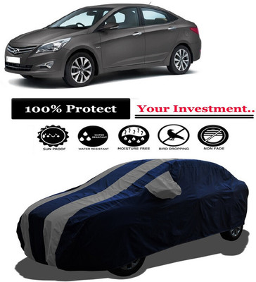 Amexride Car Cover For Hyundai Verna 1.6 VTVT AT S (With Mirror Pockets)(Grey)