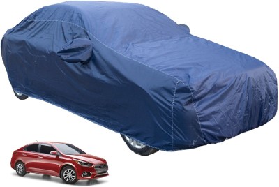 Auto Hub Car Cover For Hyundai Verna (With Mirror Pockets)(Blue)