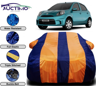 AUCTIMO Car Cover For Nissan Micra Active (With Mirror Pockets)(Multicolor)