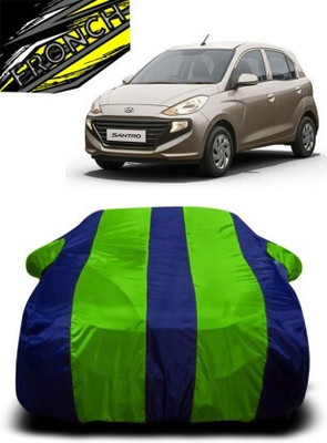 FRONCH Car Cover For Hyundai Santro 1.0i (With Mirror Pockets)(Green, Blue)