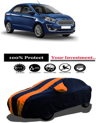 Amexride Car Cover For Ford Figo Aspire Ambiente Petrol (With Mirror Pockets)(Orange)