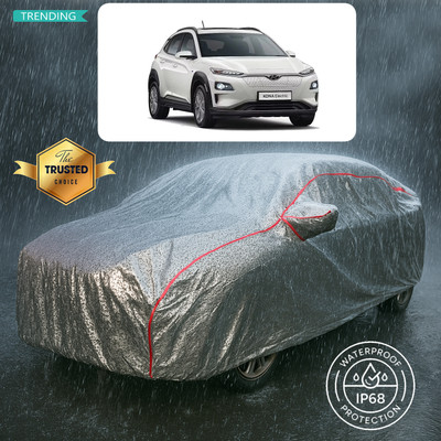 GOSHIV-car and bike accessories Car Cover For Hyundai Kona (With Mirror Pockets)(Silver)