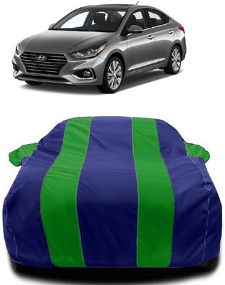 Autoprime Car Cover For Hyundai Accent (With Mirror Pockets)(Green, Blue)