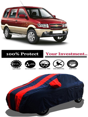 Amexride Car Cover For Chevrolet Tavera 8 Seater (With Mirror Pockets)(Red)