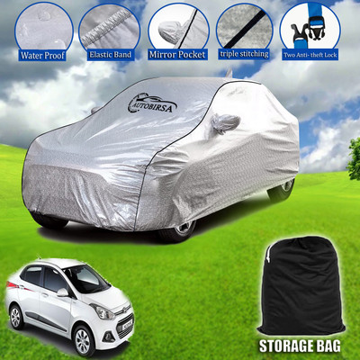 AUTOBIRSA Car Cover For Hyundai Xcent (With Mirror Pockets)(Silver, Grey)