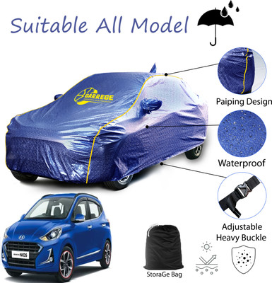 GARREGE Car Cover For Hyundai Grand i10 Nios (With Mirror Pockets)(Blue, For 2019, 2020, 2021, 2022, 2023, 2024, 2025 Models)