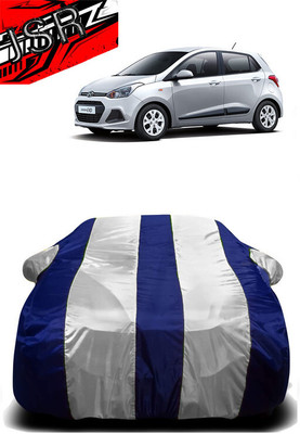 J S R Car Cover For Hyundai Grand i10 (With Mirror Pockets)(White, Blue)