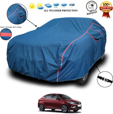 SEBONGO Car Cover For Tata Tigor (With Mirror Pockets)(Blue)