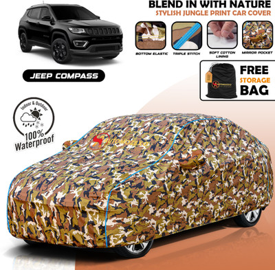 AUTOMOZEXO Car Cover For Jeep Compass (With Mirror Pockets)(Multicolor)
