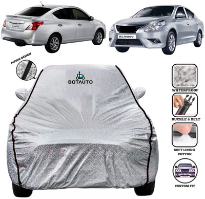 BOTAUTO Car Cover For Nissan Sunny, Sunny Diesel XE, Sunny Diesel XV, Universal For Car (With Mirror Pockets)(Silver)