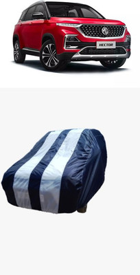 ATBROTHERS Car Cover For MG Hector Plus (Without Mirror Pockets)(White, Blue)
