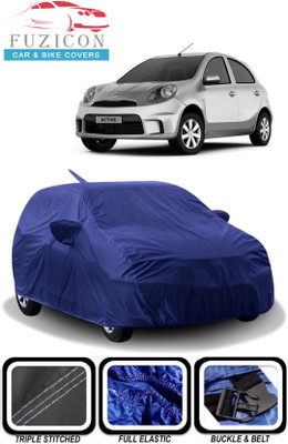 FUZICON Car Cover For Nissan Micra (With Mirror Pockets)(Blue)