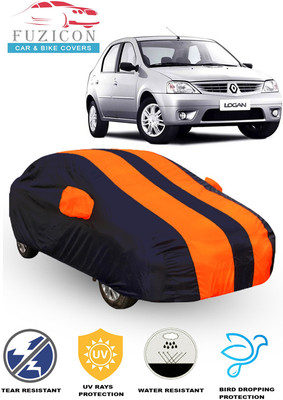FUZICON Car Cover For Mahindra Logan (With Mirror Pockets)(Orange, Blue)