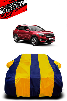 J S R Car Cover For Kia Seltos GTX Plus AT 1.5 Diesel (With Mirror Pockets)(Yellow, Blue)