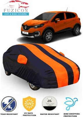FUZICON Car Cover For Renault Captur (With Mirror Pockets)(Orange, Blue)