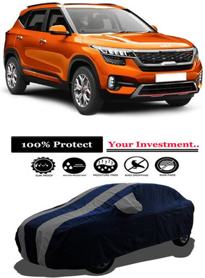 Amexride Car Cover For Kia Seltos GTX Plus AT 1.4 (With Mirror Pockets)(Grey)