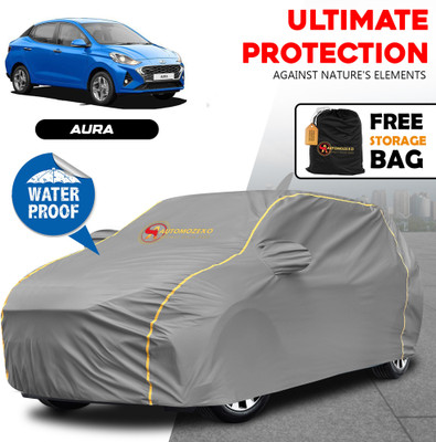 AUTOMOZEXO Car Cover For Hyundai Aura (With Mirror Pockets)(Grey)