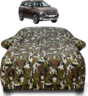 Auto Hub Car Cover For Hyundai Alcazar (With Mirror Pockets)(Brown)