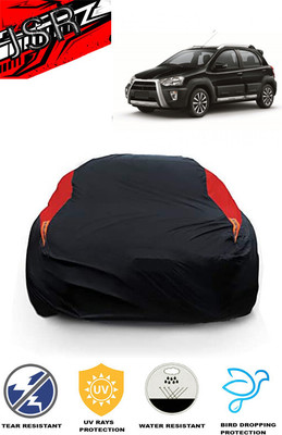 J S R Car Cover For Toyota Etios Cross 1.5L V (With Mirror Pockets)(Red, Black)